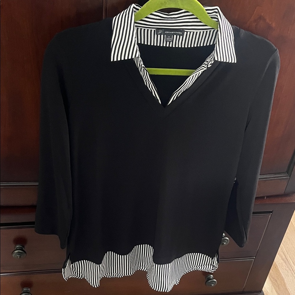 Adrianna Papell Black and White Button Down Shirt